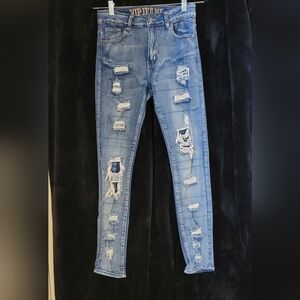 Trendy Blue Skinny Distressed Jeans